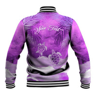 Personalised Pasifika Festival Baseball Jacket Violet Tropical Turtle LT05 - Polynesian Pride