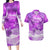 Personalised Pasifika Festival Couples Matching Long Sleeve Bodycon Dress and Hawaiian Shirt Violet Tropical Turtle LT05 Violet - Polynesian Pride