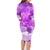 Personalised Pasifika Festival Family Matching Long Sleeve Bodycon Dress and Hawaiian Shirt Violet Tropical Turtle LT05 - Polynesian Pride