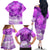 Personalised Pasifika Festival Family Matching Off Shoulder Long Sleeve Dress and Hawaiian Shirt Violet Tropical Turtle LT05 - Polynesian Pride