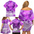 Personalised Pasifika Festival Family Matching Off Shoulder Short Dress and Hawaiian Shirt Violet Tropical Turtle LT05 - Polynesian Pride