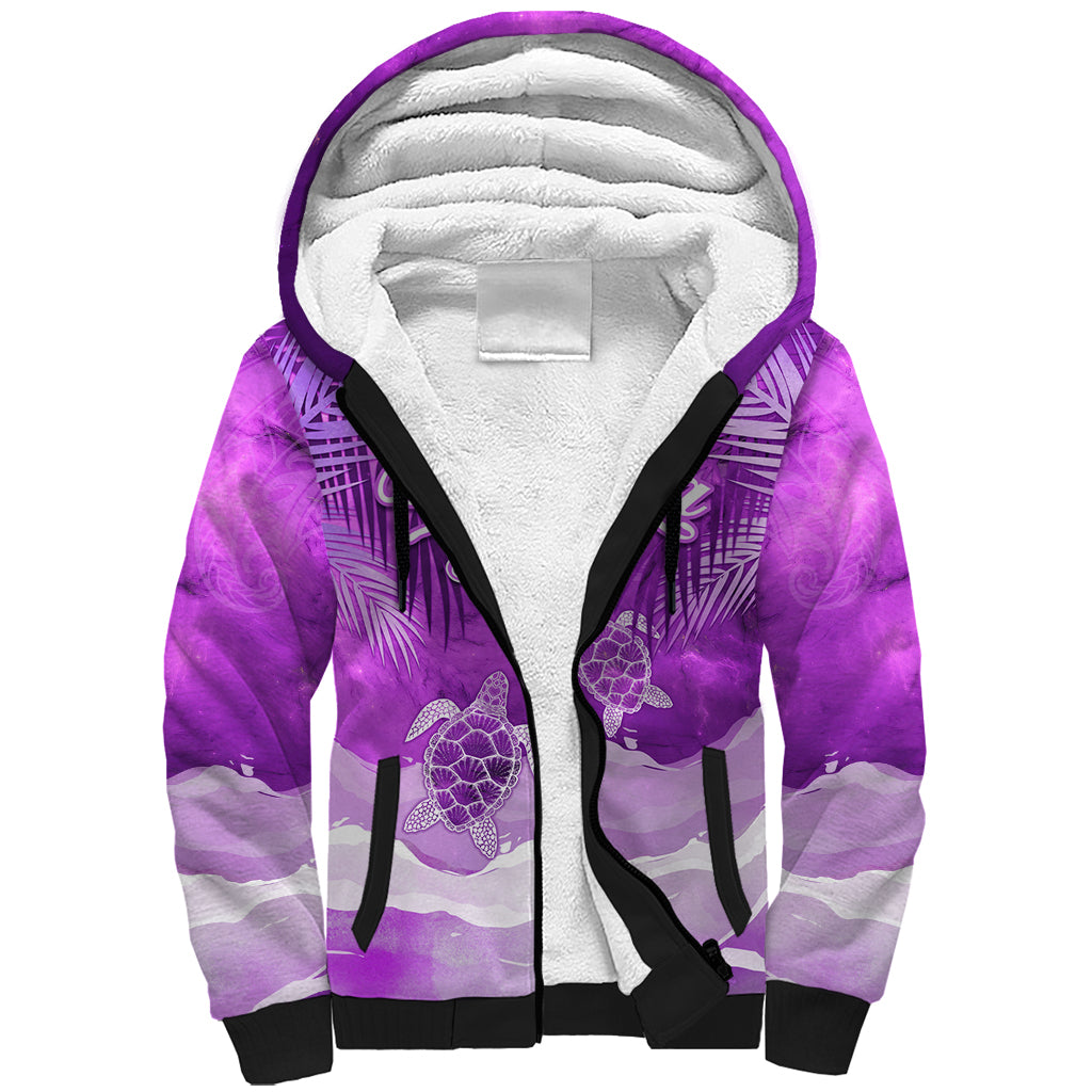 Personalised Pasifika Festival Sherpa Hoodie Violet Tropical Turtle LT05 Unisex Violet - Polynesian Pride