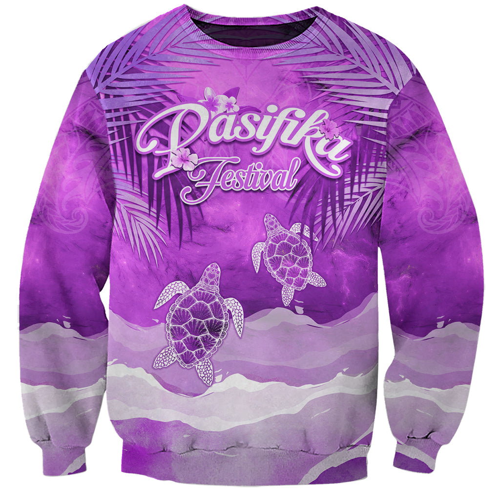 Personalised Pasifika Festival Sweatshirt Violet Tropical Turtle LT05 Unisex Violet - Polynesian Pride