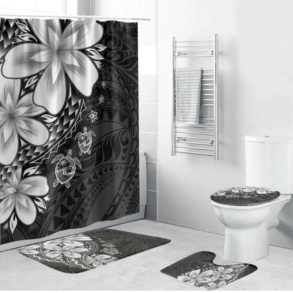 Polynesia Romantic Valentine Bathroom Set Sea Turtle Couple With Black Plumeria LT05 Bathroom Set (4 pcs) Black - Polynesian Pride