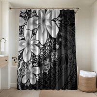 Polynesia Romantic Valentine Bathroom Set Sea Turtle Couple With Black Plumeria LT05 Shower Curtain Only Black - Polynesian Pride