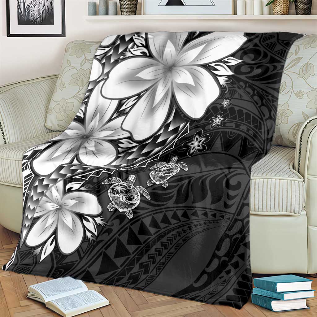 Polynesia Romantic Valentine Blanket Sea Turtle Couple With Black Plumeria LT05 - Polynesian Pride