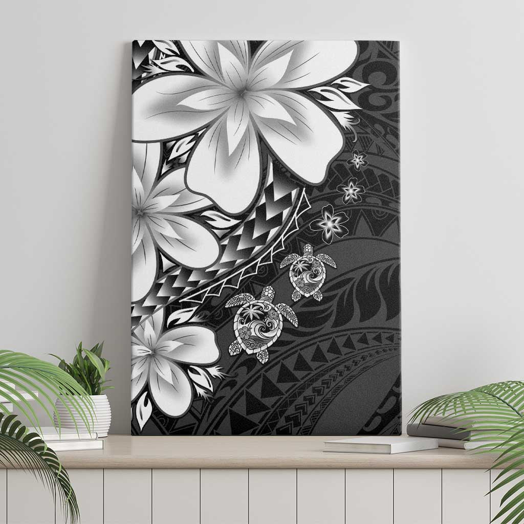 Polynesia Romantic Valentine Canvas Wall Art Sea Turtle Couple With Black Plumeria LT05 - Polynesian Pride