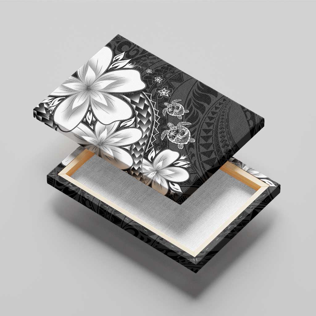 Polynesia Romantic Valentine Canvas Wall Art Sea Turtle Couple With Black Plumeria LT05 - Polynesian Pride