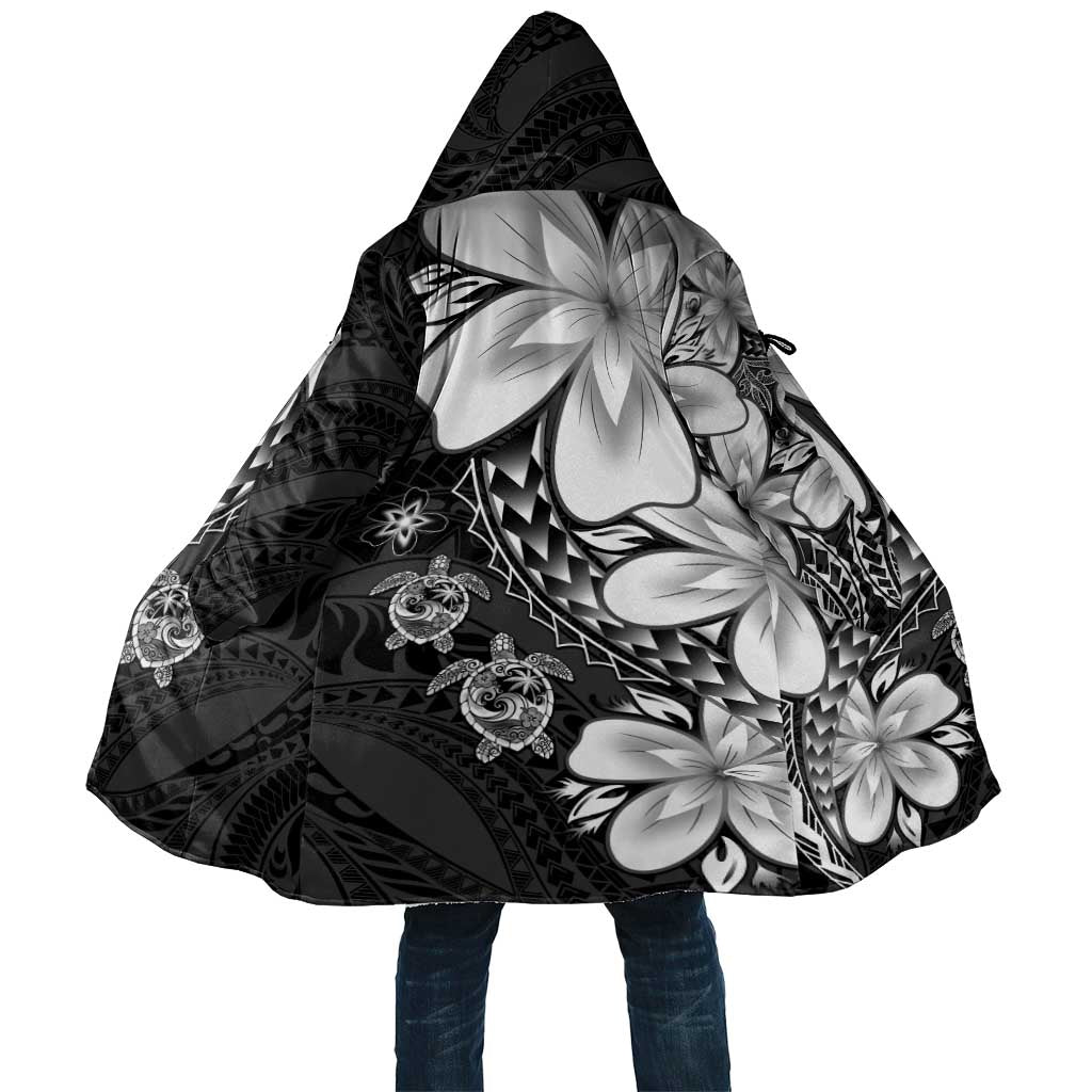 Polynesia Romantic Valentine Cloak Sea Turtle Couple With Black Plumeria LT05 Unisex Black - Polynesian Pride