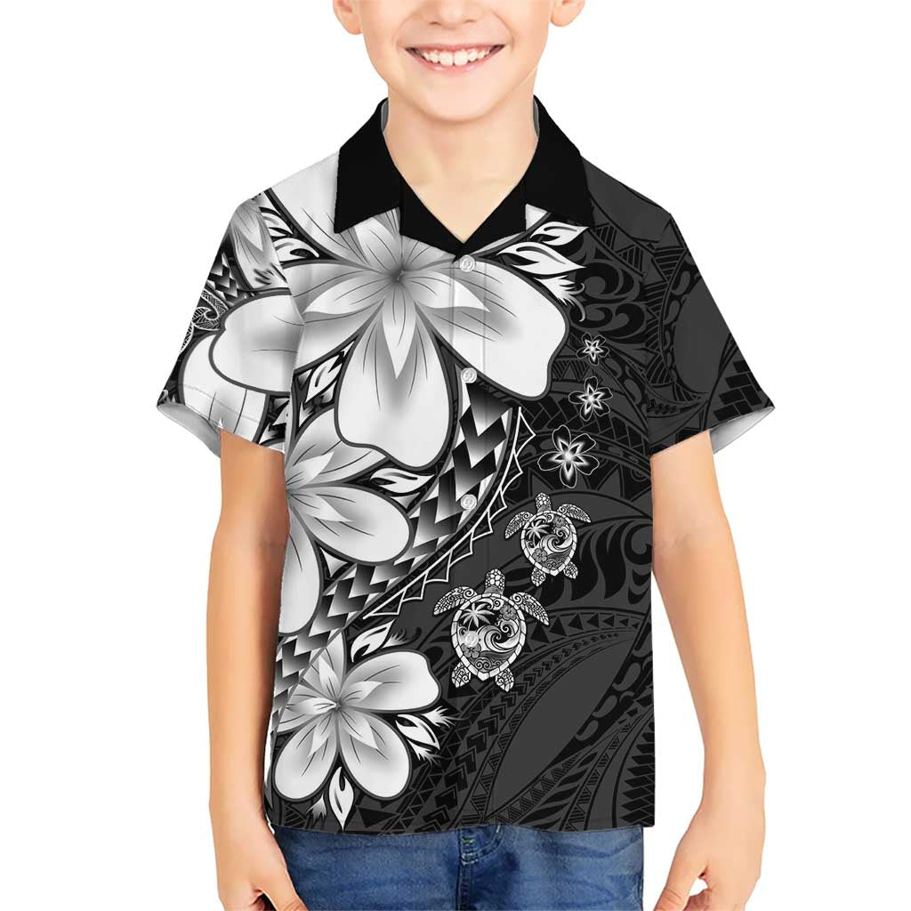 Polynesia Romantic Valentine Kid Hawaiian Shirt Sea Turtle Couple With Black Plumeria LT05 Kid Black - Polynesian Pride