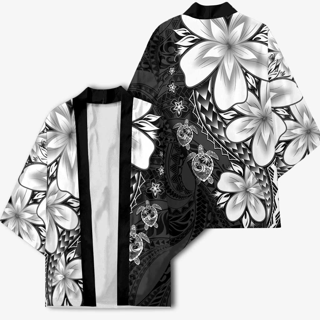 Polynesia Romantic Valentine Kimono Sea Turtle Couple With Black Plumeria LT05 - Polynesian Pride