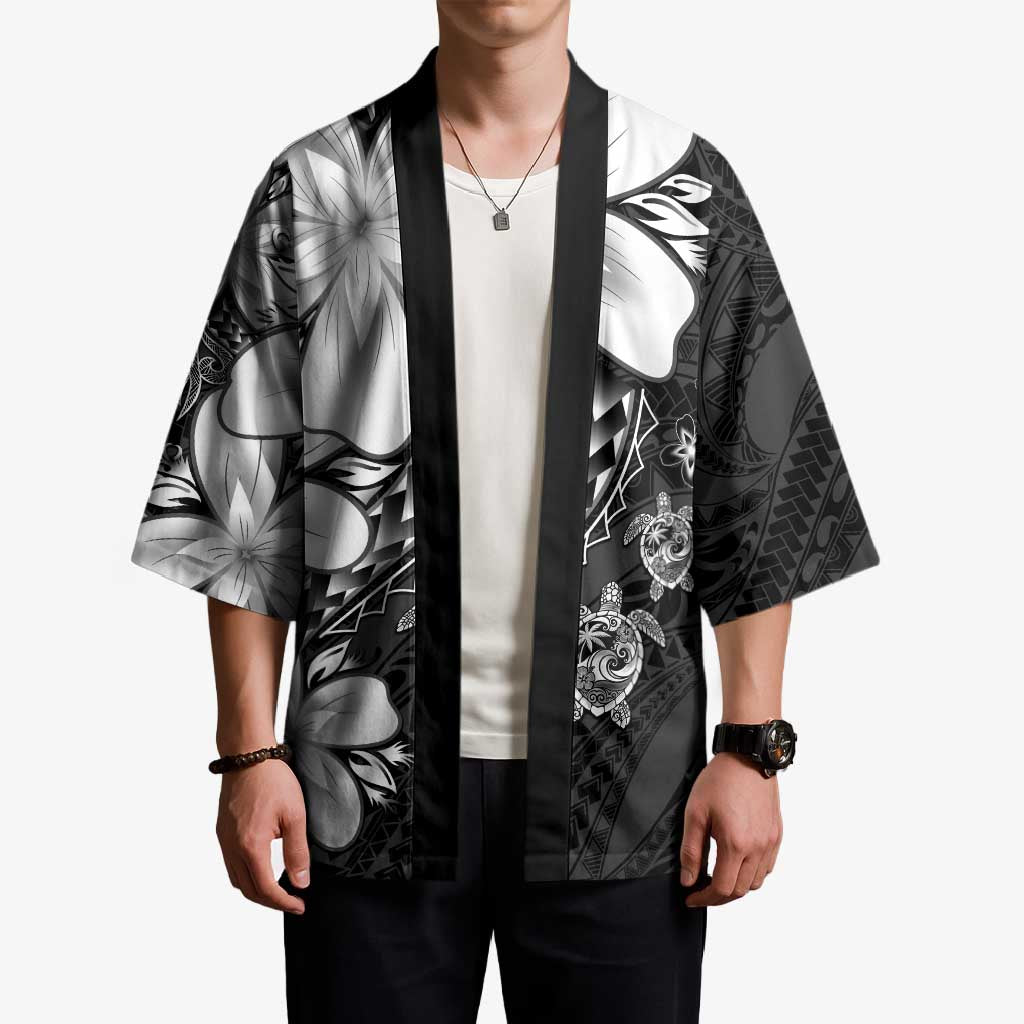 Polynesia Romantic Valentine Kimono Sea Turtle Couple With Black Plumeria LT05 - Polynesian Pride