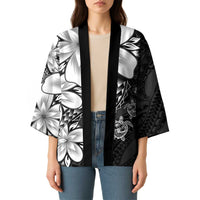 Polynesia Romantic Valentine Kimono Sea Turtle Couple With Black Plumeria LT05 - Polynesian Pride