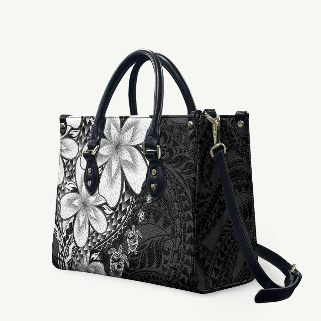 Polynesia Romantic Valentine Leather Bag Sea Turtle Couple With Black Plumeria LT05 Black - Polynesian Pride