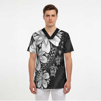 Polynesia Romantic Valentine Scrub Top Sea Turtle Couple With Black Plumeria LT05 - Polynesian Pride