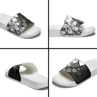 Polynesia Romantic Valentine Slide Sandals Sea Turtle Couple With Black Plumeria LT05 - Polynesian Pride