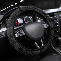 Polynesia Romantic Valentine Steering Wheel Cover Sea Turtle Couple With Black Plumeria LT05 Universal Fit Black - Polynesian Pride