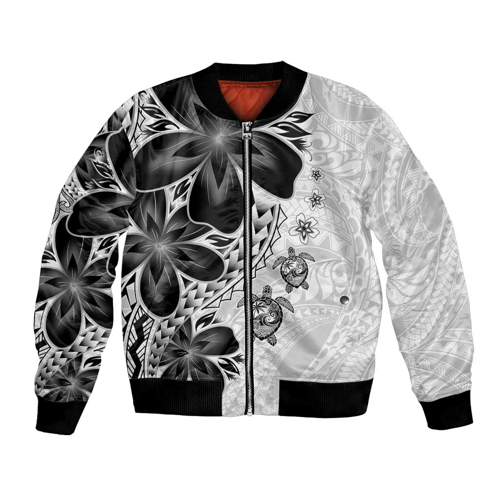 Polynesia Romantic Valentine Bomber Jacket Sea Turtle Couple With White Plumeria LT05 Unisex White - Polynesian Pride