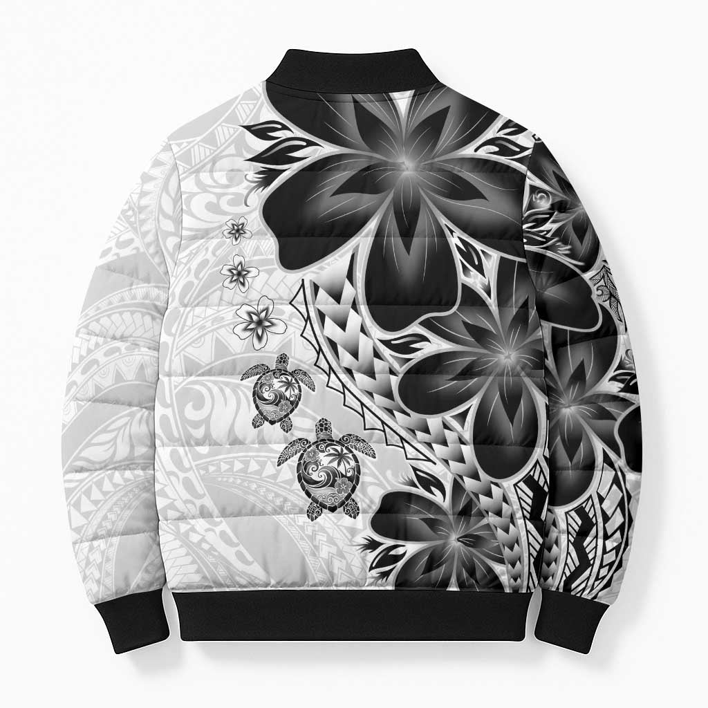 Polynesia Romantic Valentine Bomber Puffer Jacket Sea Turtle Couple With White Plumeria LT05 - Polynesian Pride
