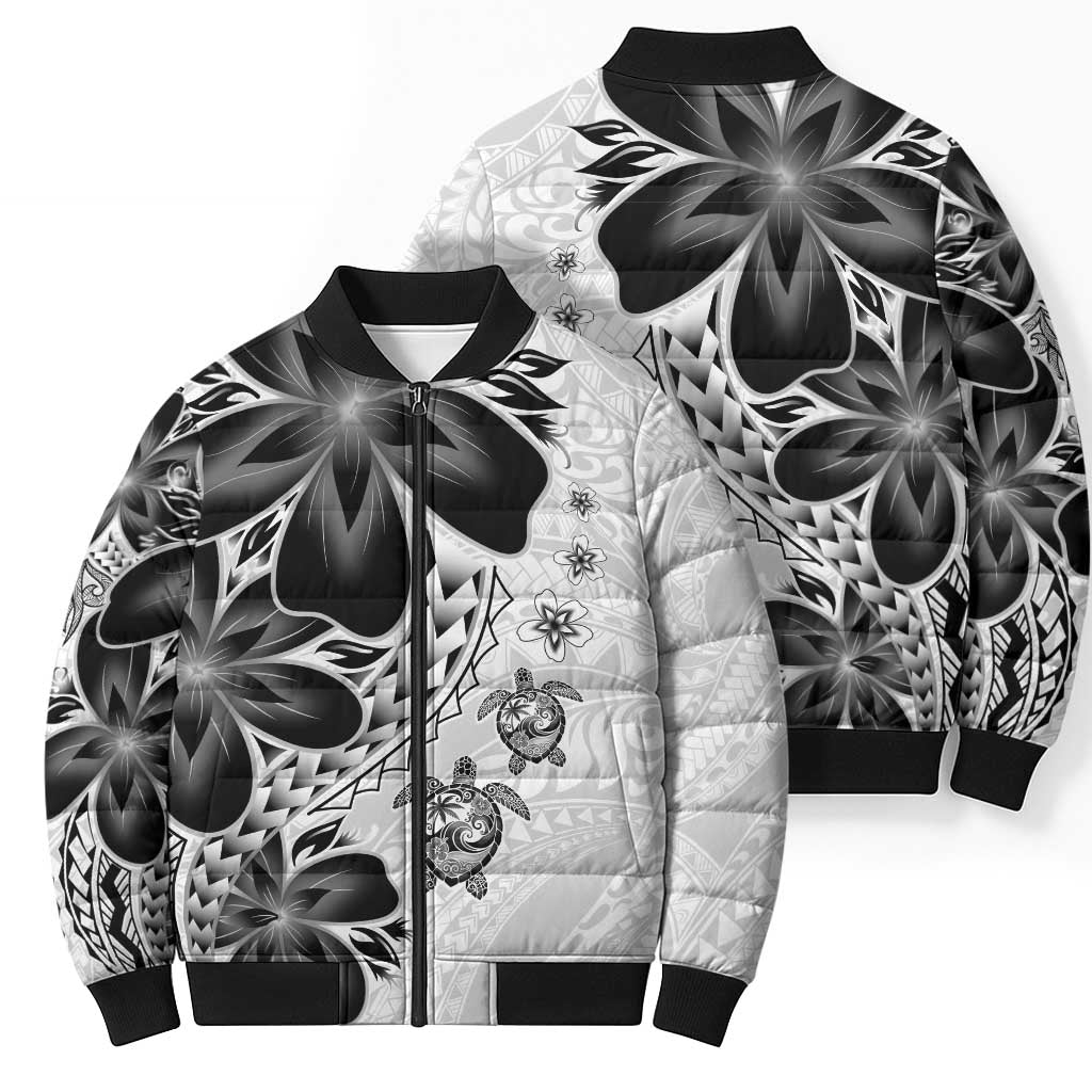 Polynesia Romantic Valentine Bomber Puffer Jacket Sea Turtle Couple With White Plumeria LT05 - Polynesian Pride