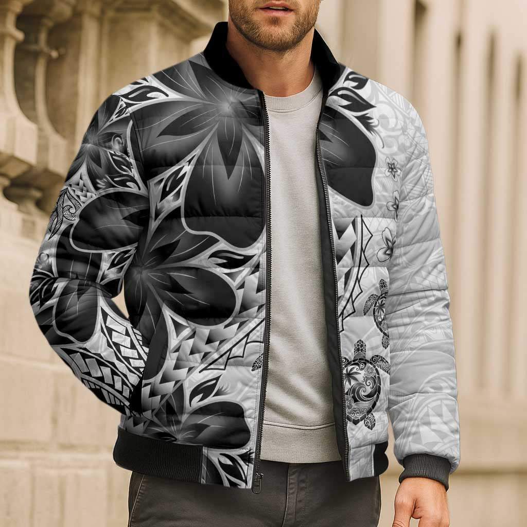 Polynesia Romantic Valentine Bomber Puffer Jacket Sea Turtle Couple With White Plumeria LT05 - Polynesian Pride