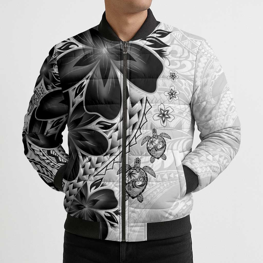 Polynesia Romantic Valentine Bomber Puffer Jacket Sea Turtle Couple With White Plumeria LT05 - Polynesian Pride