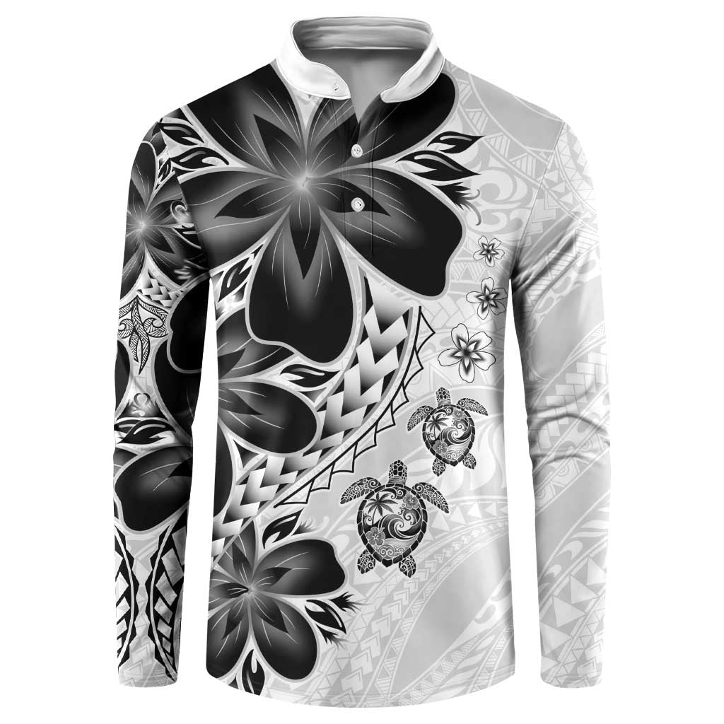Polynesia Romantic Valentine Button Sweatshirt Sea Turtle Couple With White Plumeria LT05 White - Polynesian Pride