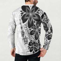 Polynesia Romantic Valentine Button Sweatshirt Sea Turtle Couple With White Plumeria LT05 - Polynesian Pride