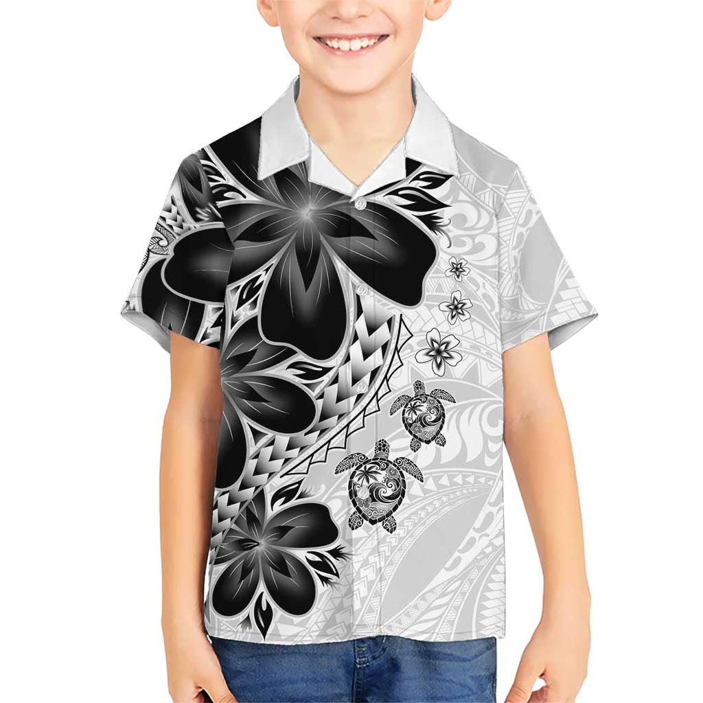 Polynesia Romantic Valentine Kid Hawaiian Shirt Sea Turtle Couple With White Plumeria LT05 Kid White - Polynesian Pride