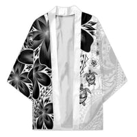Polynesia Romantic Valentine Kimono Sea Turtle Couple With White Plumeria LT05 Unisex White - Polynesian Pride