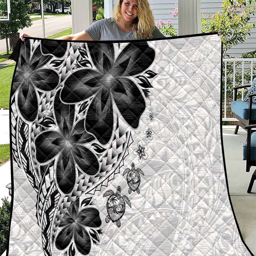 Polynesia Romantic Valentine Quilt Sea Turtle Couple With White Plumeria LT05 White - Polynesian Pride