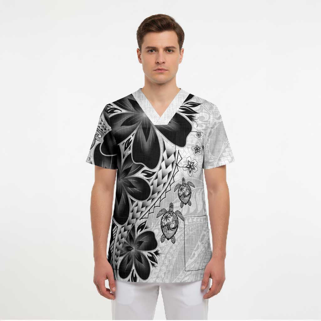 Polynesia Romantic Valentine Scrub Top Sea Turtle Couple With White Plumeria LT05 - Polynesian Pride