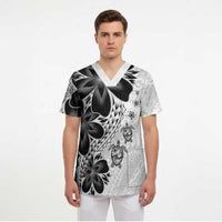 Polynesia Romantic Valentine Scrub Top Sea Turtle Couple With White Plumeria LT05 - Polynesian Pride