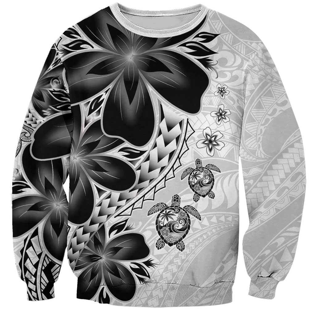 Polynesia Romantic Valentine Sweatshirt Sea Turtle Couple With White Plumeria LT05 Unisex White - Polynesian Pride