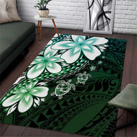 Polynesia Romantic Valentine Area Rug Sea Turtle Couple With Aqua Gradient Plumeria LT05 Aqua - Polynesian Pride