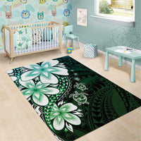 Polynesia Romantic Valentine Area Rug Sea Turtle Couple With Aqua Gradient Plumeria LT05 - Polynesian Pride