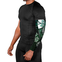 Polynesia Romantic Valentine Arm Sleeves Sea Turtle Couple With Aqua Gradient Plumeria LT05 - Polynesian Pride