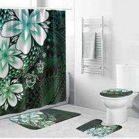 Polynesia Romantic Valentine Bathroom Set Sea Turtle Couple With Aqua Gradient Plumeria LT05 Bathroom Set (4 pcs) Aqua - Polynesian Pride