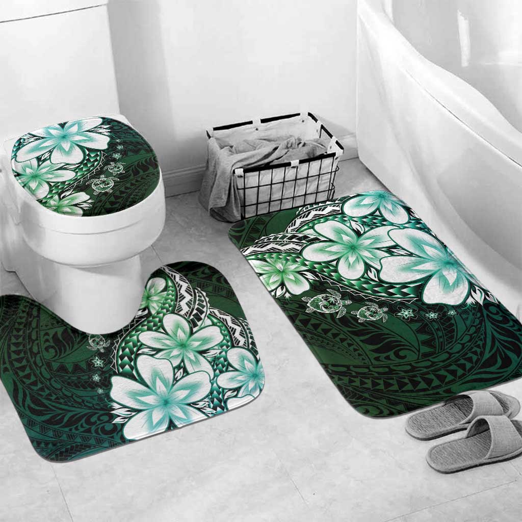 Polynesia Romantic Valentine Bathroom Set Sea Turtle Couple With Aqua Gradient Plumeria LT05 Mat Set Only (3 pcs) One Size Aqua - Polynesian Pride