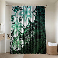 Polynesia Romantic Valentine Bathroom Set Sea Turtle Couple With Aqua Gradient Plumeria LT05 Shower Curtain Only Aqua - Polynesian Pride