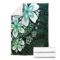 Polynesia Romantic Valentine Blanket Sea Turtle Couple With Aqua Gradient Plumeria LT05 - Polynesian Pride