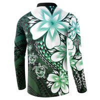 Polynesia Romantic Valentine Button Sweatshirt Sea Turtle Couple With Aqua Gradient Plumeria LT05 - Polynesian Pride