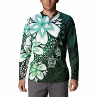 Polynesia Romantic Valentine Button Sweatshirt Sea Turtle Couple With Aqua Gradient Plumeria LT05 - Polynesian Pride