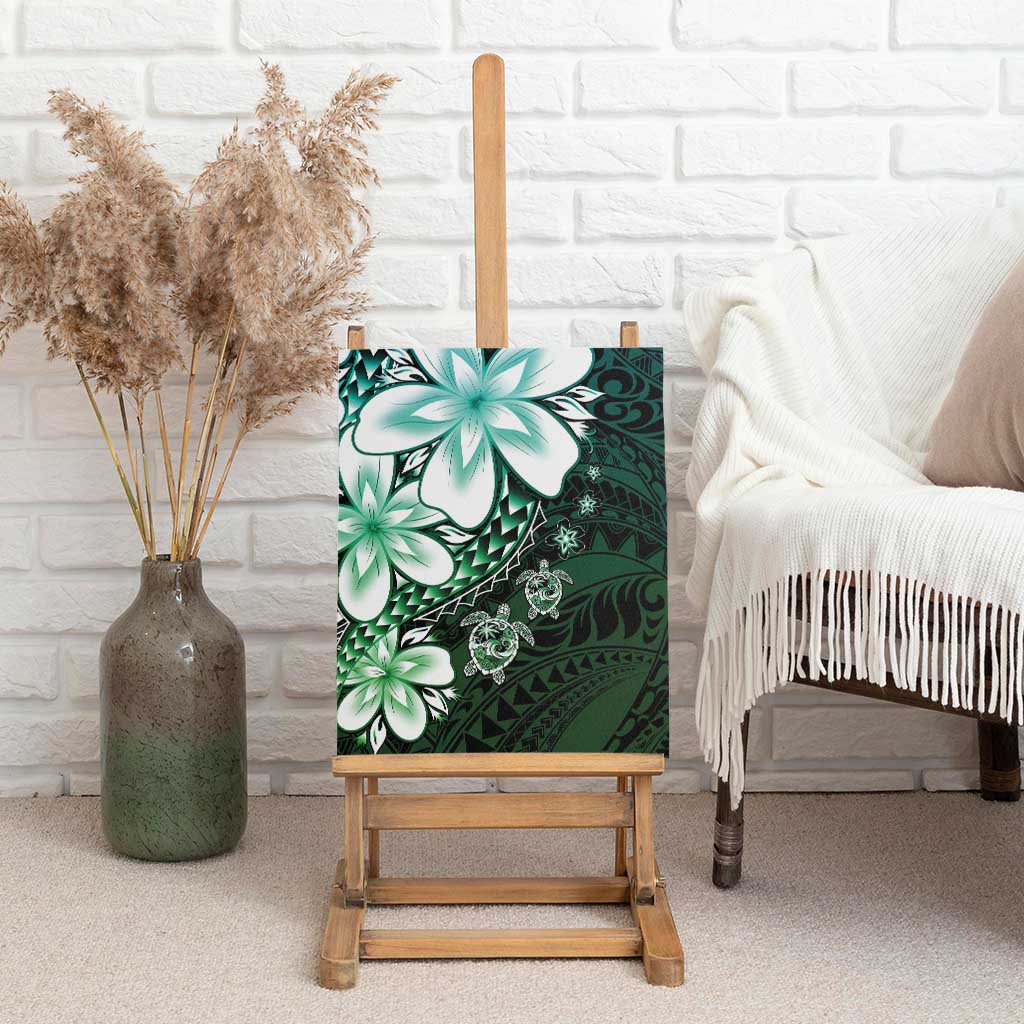 Polynesia Romantic Valentine Canvas Wall Art Sea Turtle Couple With Aqua Gradient Plumeria LT05 - Polynesian Pride