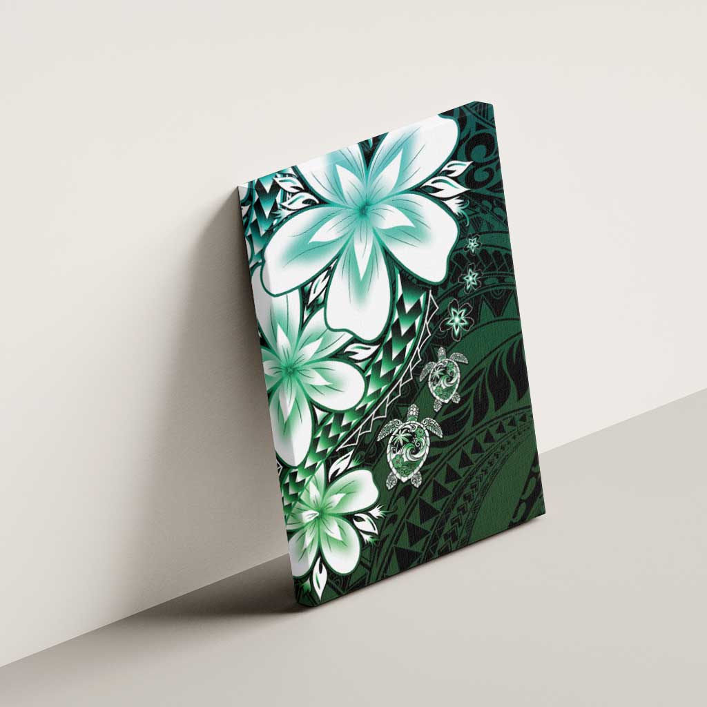 Polynesia Romantic Valentine Canvas Wall Art Sea Turtle Couple With Aqua Gradient Plumeria LT05 - Polynesian Pride