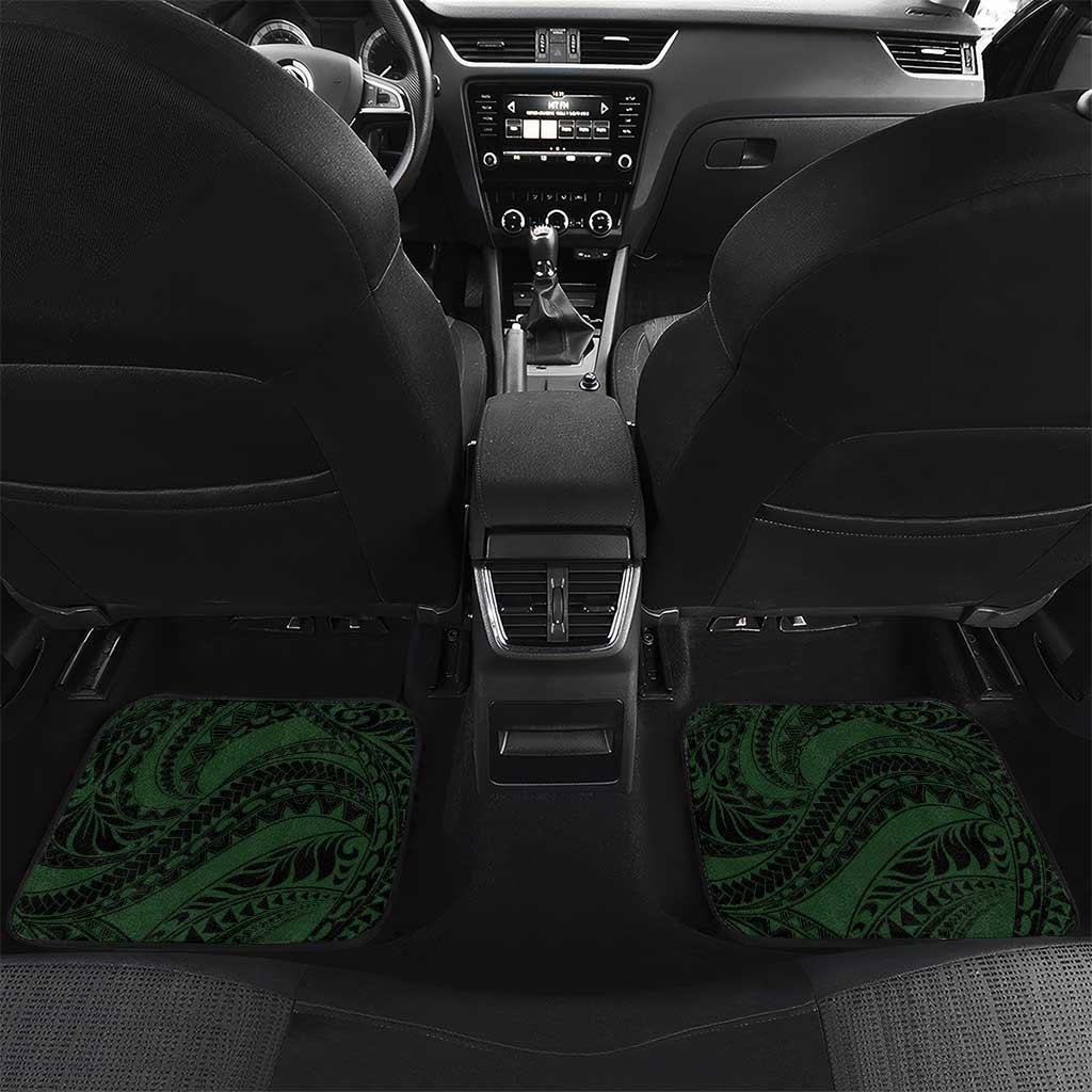 Polynesia Romantic Valentine Car Mats Sea Turtle Couple With Aqua Gradient Plumeria LT05 Set 2pcs - Back Aqua - Polynesian Pride