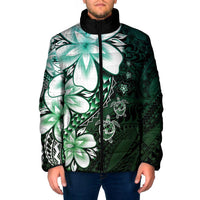 Polynesia Romantic Valentine Padded Jacket Sea Turtle Couple With Aqua Gradient Plumeria LT05 Men Aqua - Polynesian Pride