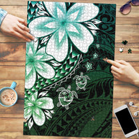 Polynesia Romantic Valentine Puzzle Sea Turtle Couple With Aqua Gradient Plumeria LT05 Aqua - Polynesian Pride
