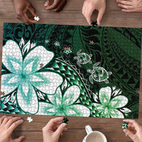 Polynesia Romantic Valentine Puzzle Sea Turtle Couple With Aqua Gradient Plumeria LT05 - Polynesian Pride