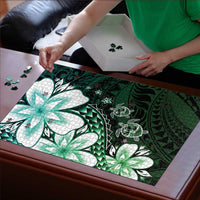 Polynesia Romantic Valentine Puzzle Sea Turtle Couple With Aqua Gradient Plumeria LT05 - Polynesian Pride